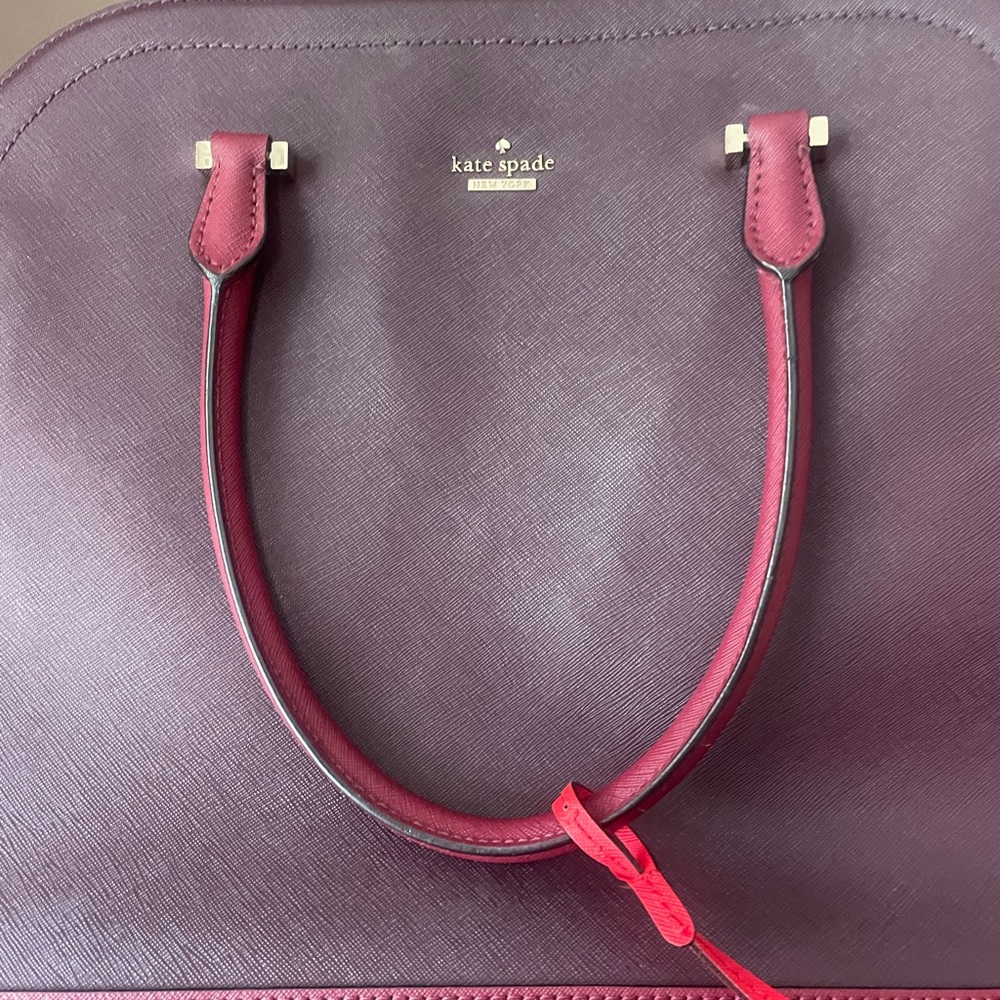 Gorgeous! Large burgundy Kate Spade tote with cross body strap. - Picture 2 of 5
